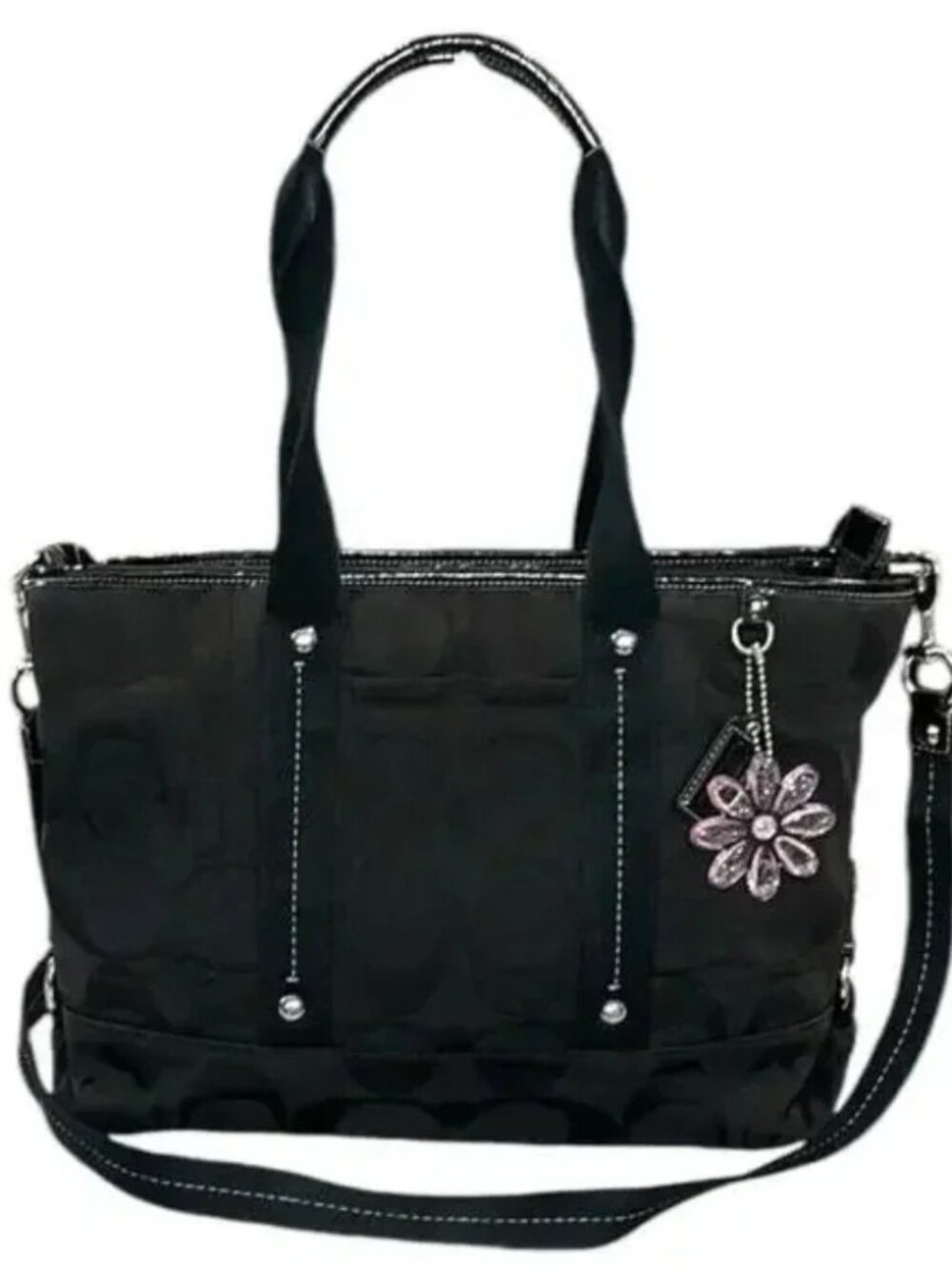 Coach Kyra Black Signature C's Satchel Handbag